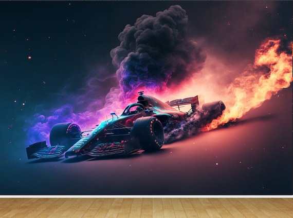 Modern Sports Car Formula 1 One Racing Car Fire Wallpaper Mural For Bedroom  Playroom Kids Room Decor Feature Wall Fit With Wallpaper Paste