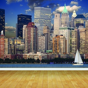 New York Landscape Skyline Colour Business Wallpaper Mural Bedroom Playroom Games Room Wall Backdrop Decor Scene Setter Easy Installation