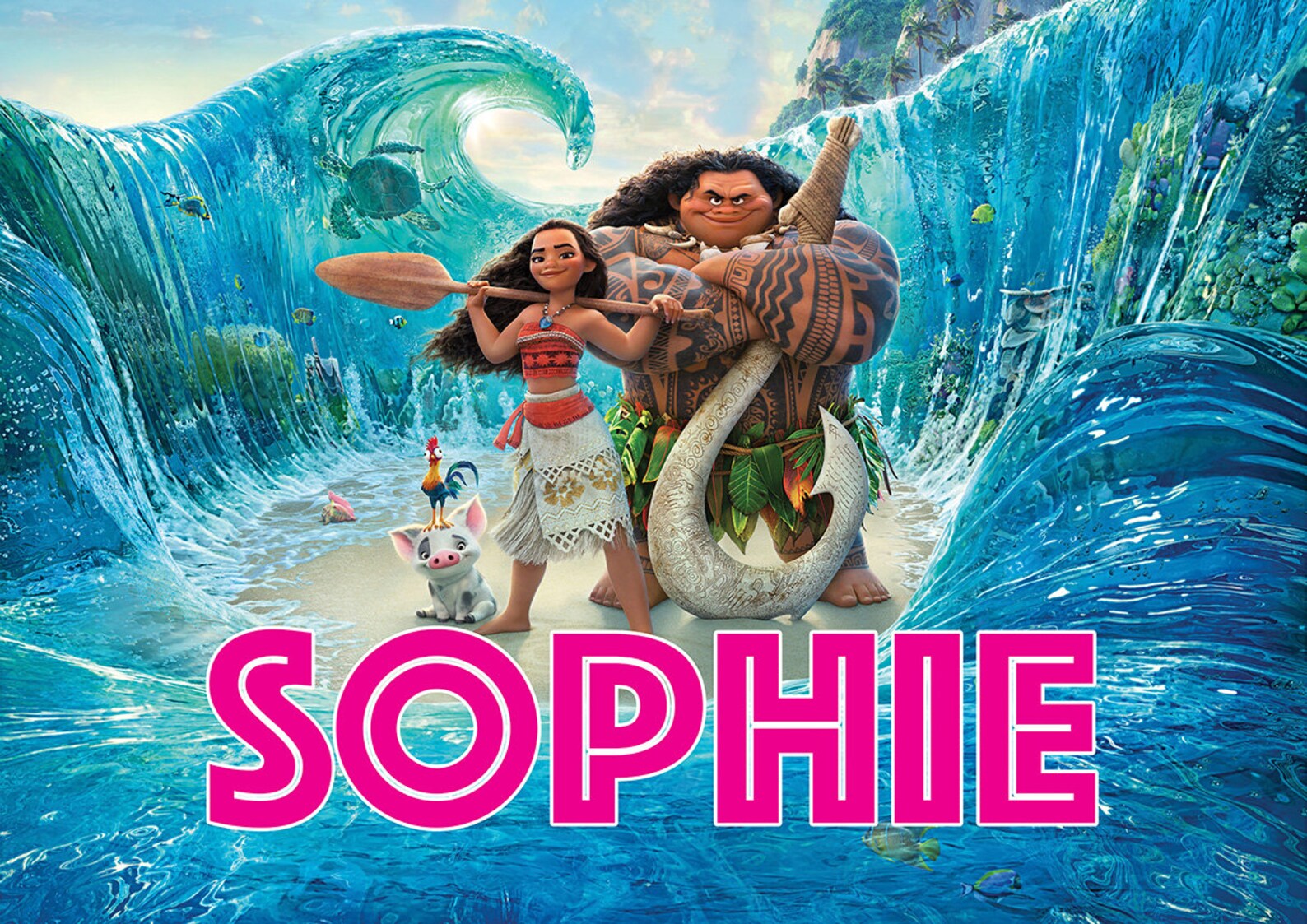 disney moana bespoke name letters with characters within