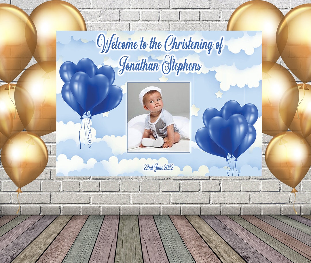 Christening Baptism Themed Blue Celebration Event Party Etsy