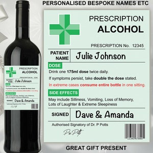 Maßgeschneiderte benutzerdefinierte Namen Text personalisierte Rezept Wein Flasche Alkohol Flasche Etikett Aufkleber vorhanden Geschenk Witz Neuheit