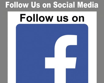 Square GLOSS External Grade Follow Us On Facebook FB Media Sticker Decal Business Vehicle Window Wall etc