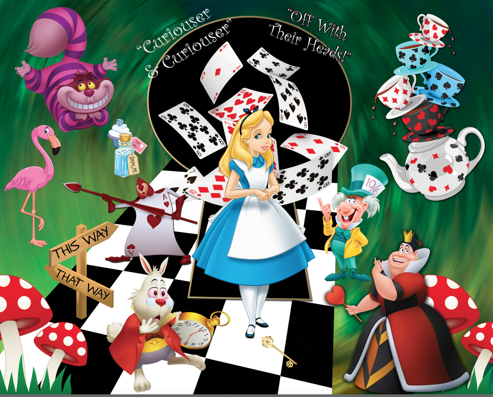 Alice Adventures in Wonderland Wallpaper Mural Bedroom Cafe