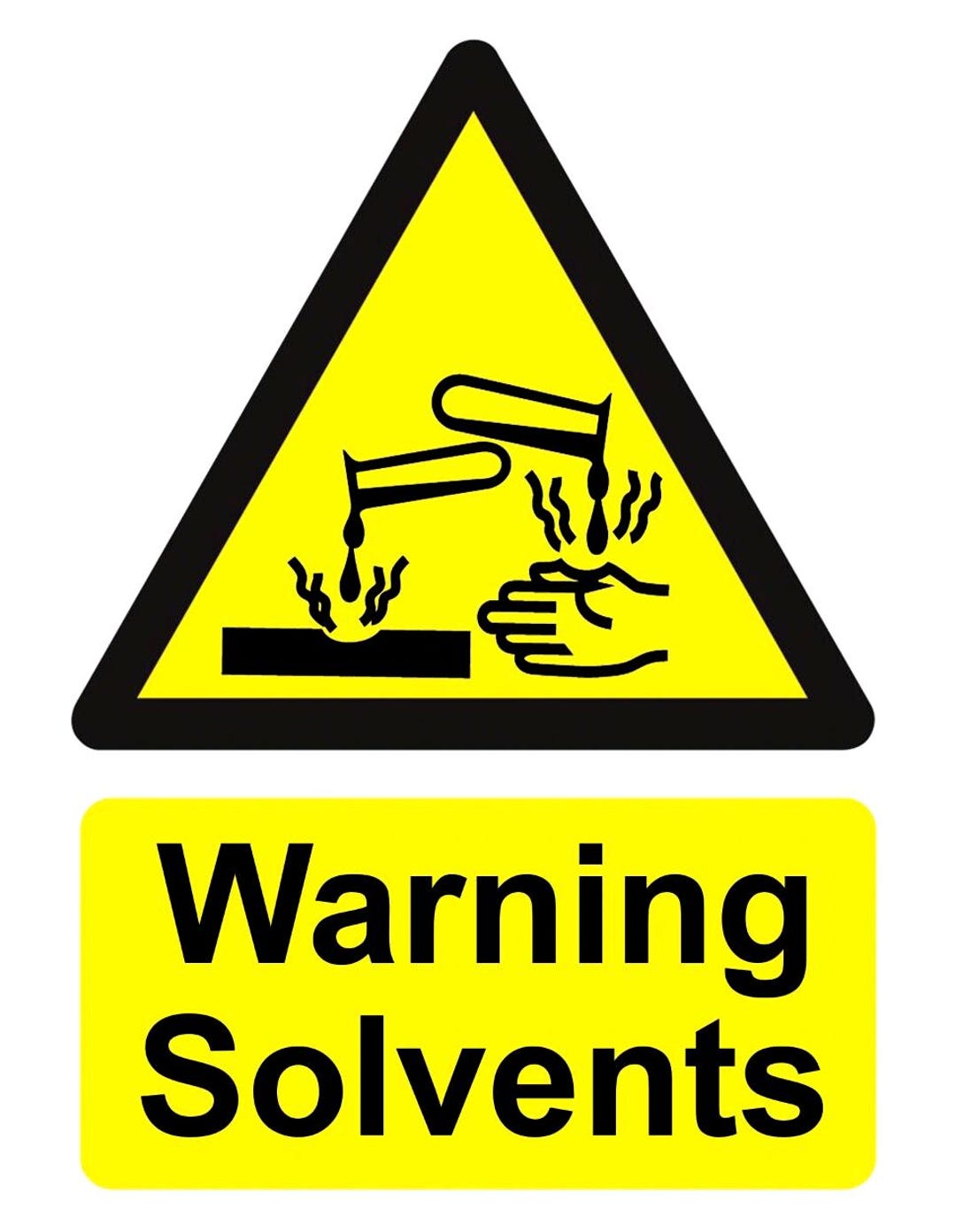 Warning Solvents Health and Safety Notice Yellow Advisory Sign Adhesive ...