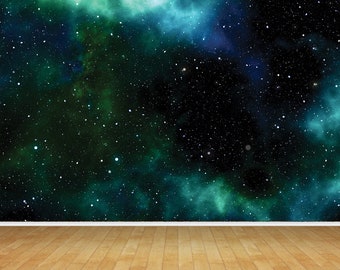 Space Night Stars Sky Nighttime Feature Self Adhesive Gloss Finish Wallpaper Decal Mural Wall Backdrop Scene Setter Bedroom Decor