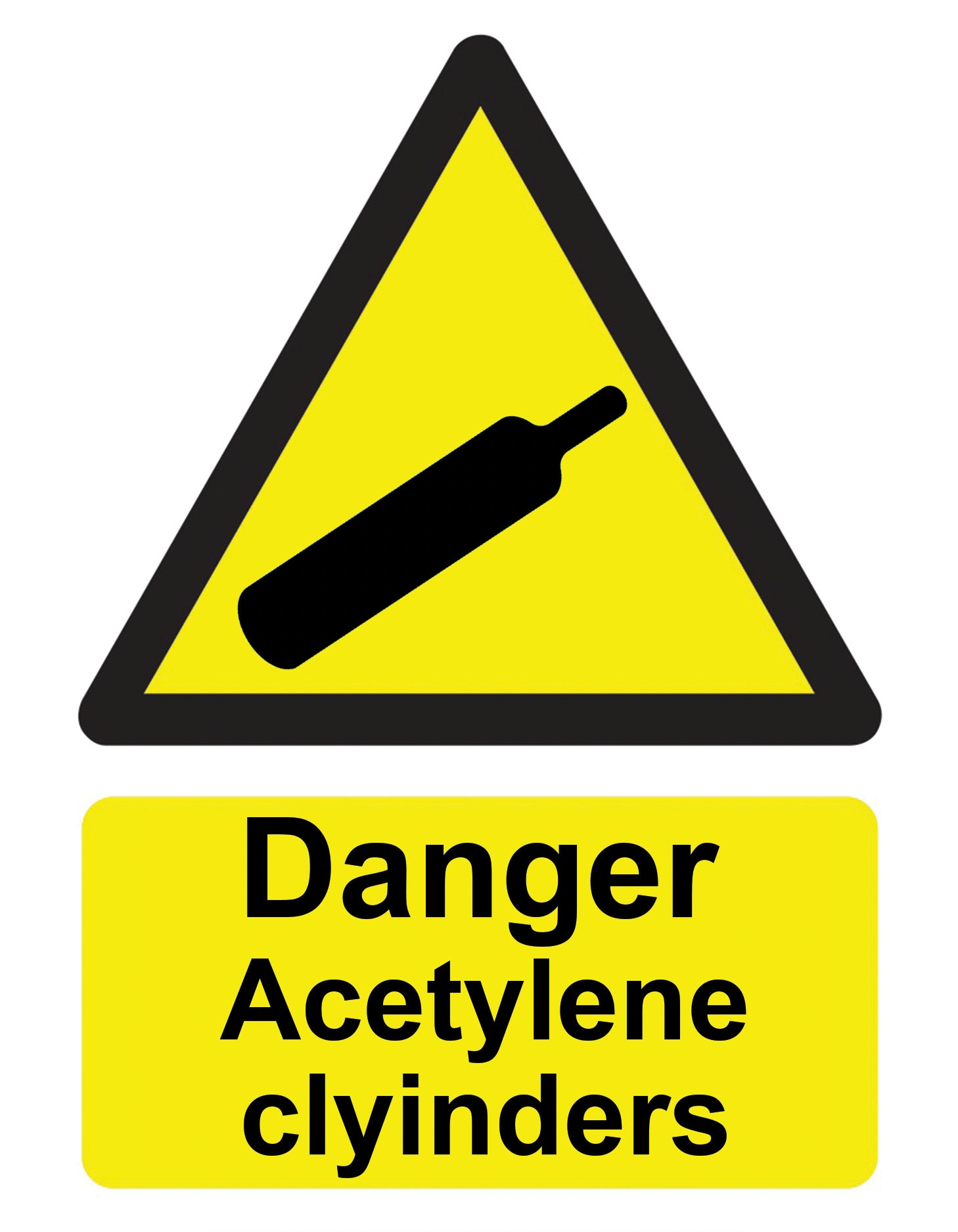 Danger Acetylene Cylinders Yellow Health and Safety Warning Notice Sign ...