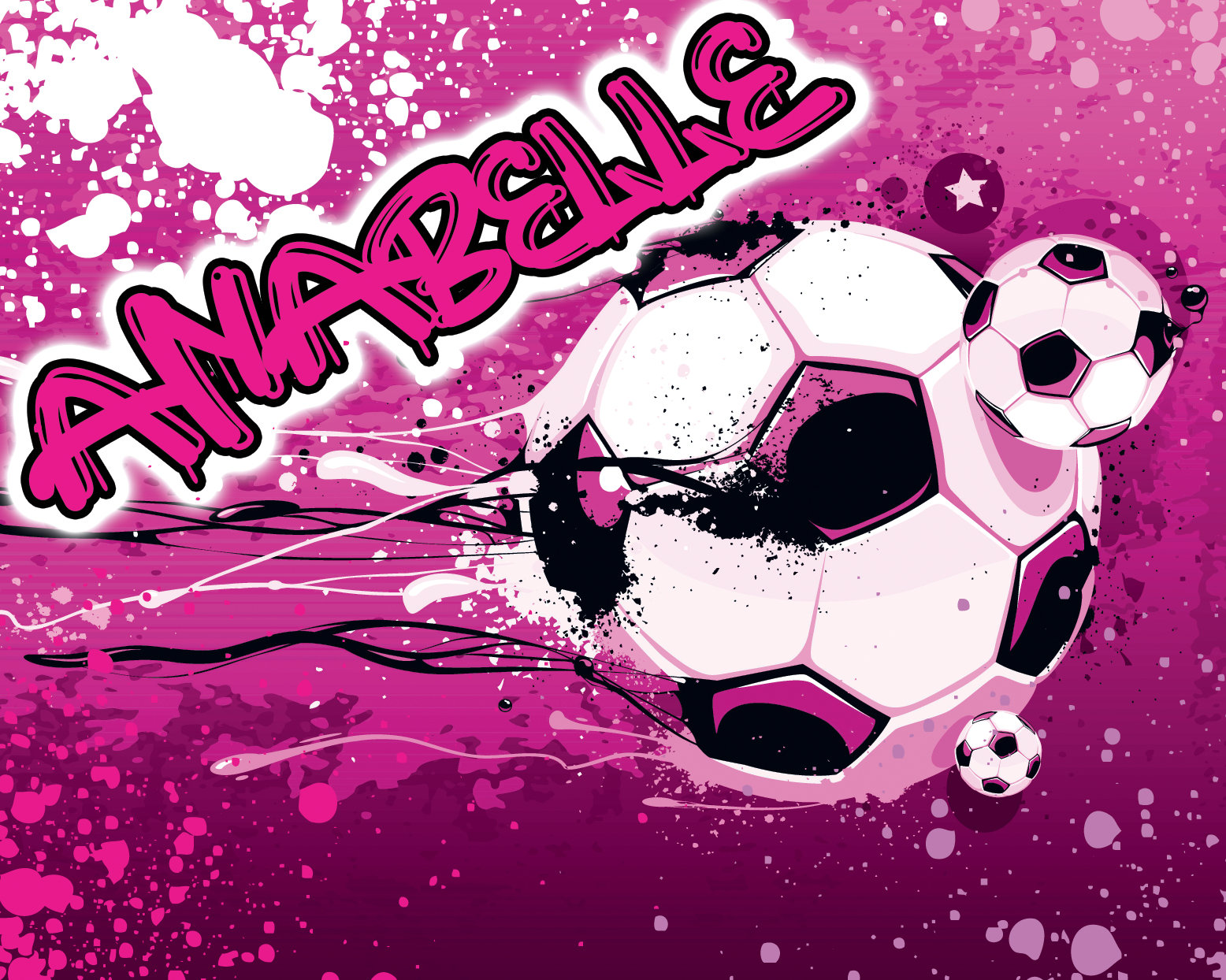 Personalised Name Football Theme Ball Soccer Girls Pink Graffiti Wallpaper  Mural Bedroom Playroom Games Room Wall Backdrop Scene Setter