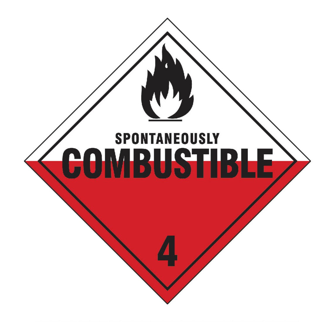 Spontaneously Combustible 4 Health and Safety Warning Adhesive Gloss ...