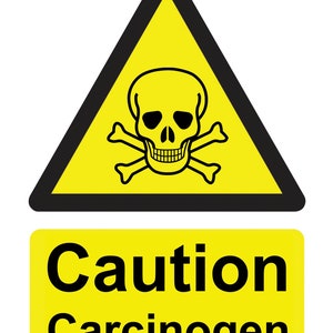 Danger Warning Caution Carcinogen Yellow Health & Safety Business Site Notice Sign Self Adhesive Gloss Sticker sign Decal 160mm x 125mm
