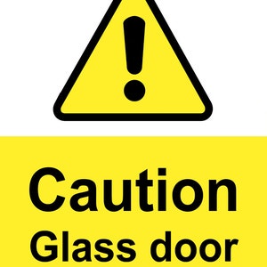 Gefahr Vorsicht Glastür Gesundheit Sicherheit Warnung Gelb Hinweisschild Selbstklebende Glanz Aufkleber Beschilderung 160 mm x125mm