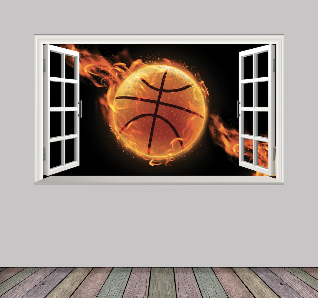 Basketball Sport Ball Magic Window Wall Art Self Adhesive Sticker Decal ...