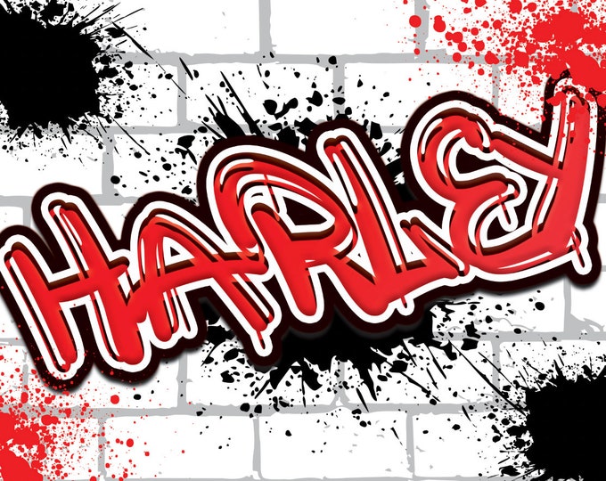 Large Small Gloss Wall Sticker Decal Personalised Any Bespoke Name Tag Graffiti Effect Brick Wall Great Gift Present Decoration Kids Room