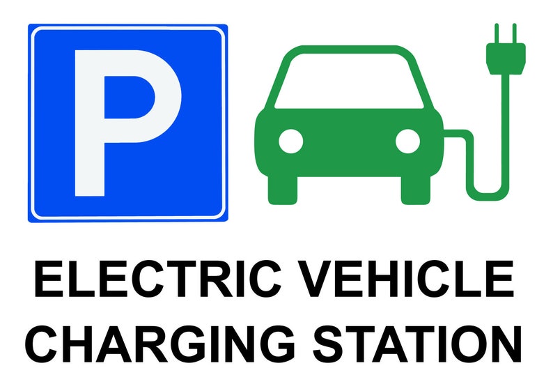 Electric Vehicle Charging Station Sign Parking Notice Office Business ...