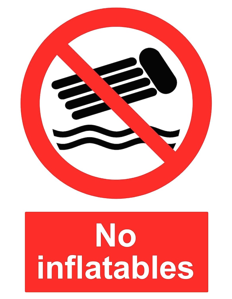 No Inflatables Red Warning Notice Sign Business Swimming Pool Self ...