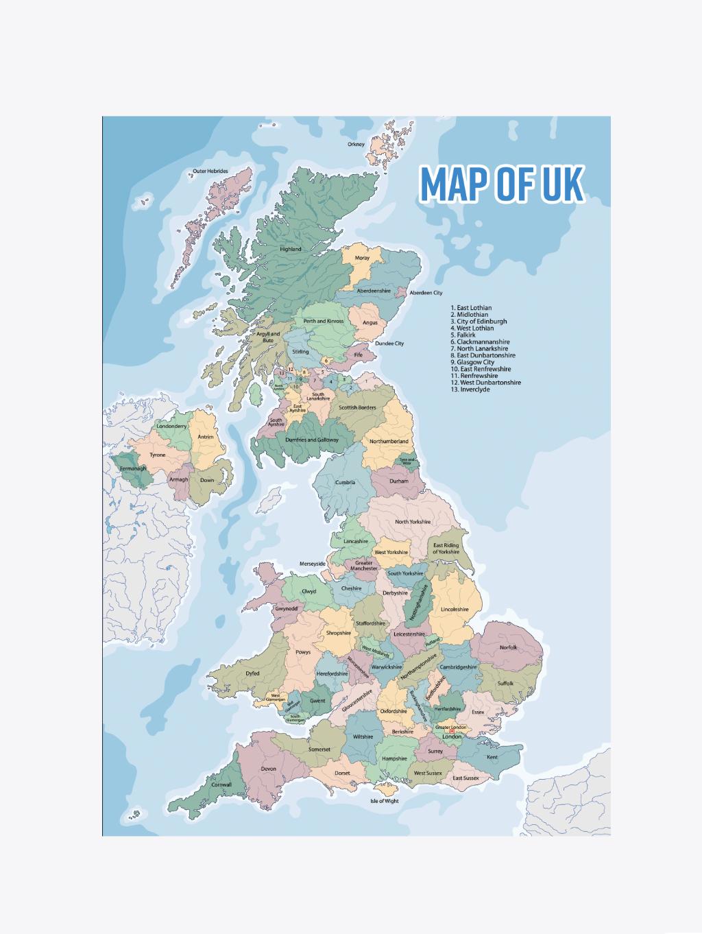 British County Map - Etsy