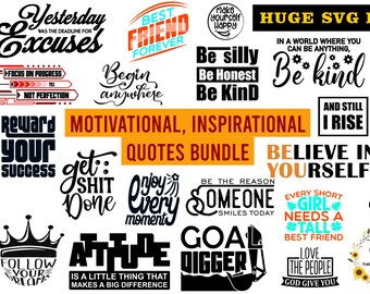 290 Inspirational Theme Files SVG Bundle, eps, svg, png, dxf, Cricut Files, Cut Files, Clipart SVG, Silhouette Files, Motivational SVG