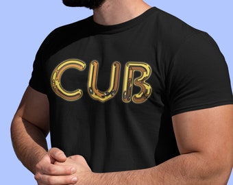 Gay Bear Pride T-Shirt: Metallic Cub Text Design