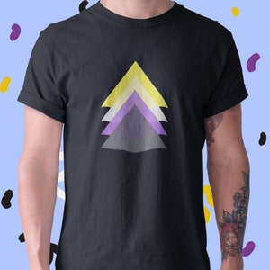 Nonbinary Shirt, Abstract Triangle Pride Design, Non Binary Pride Flag, Enby Pride Shirt, LGBTQ Pride, Unisex Cotton Printed Graphic T-shirt