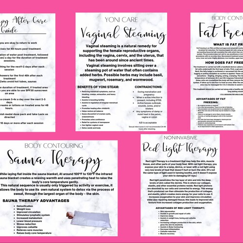 Body Contouring FAQ Flyer Noninvasive Sauna Therapy Etsy