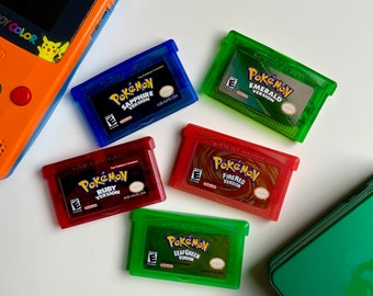 Jeux Gameboy Pokémon | émeraude, vert feuille, rubis, saphir, rouge feu, réplique