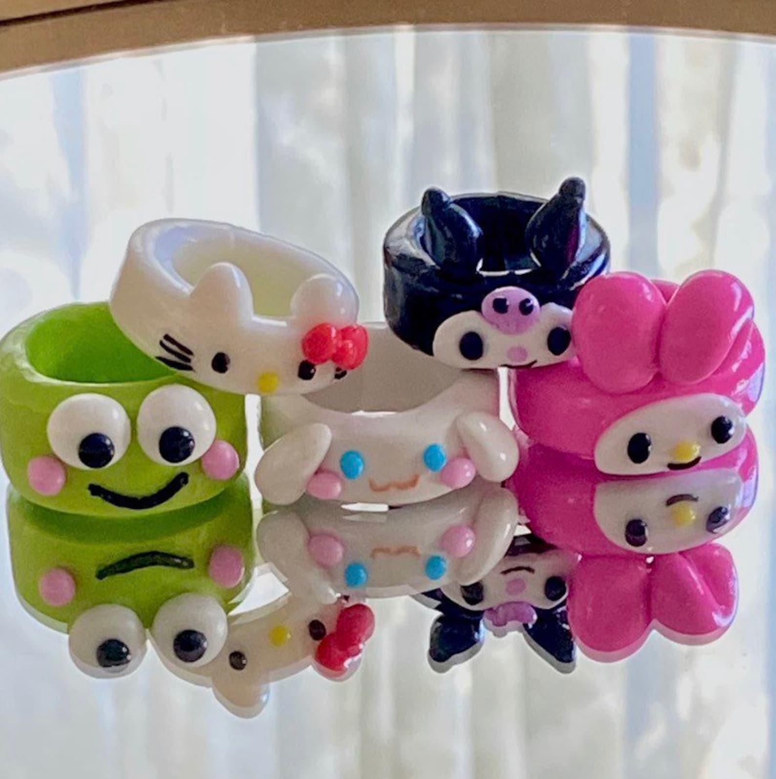 Sanrio collection clay rings KuromiKeroppiMy MelodyHello Etsy