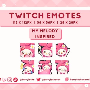 Kawaii Pink Bunny Emotes for Streaming - Twitch, Discord, YouTube My Mélody