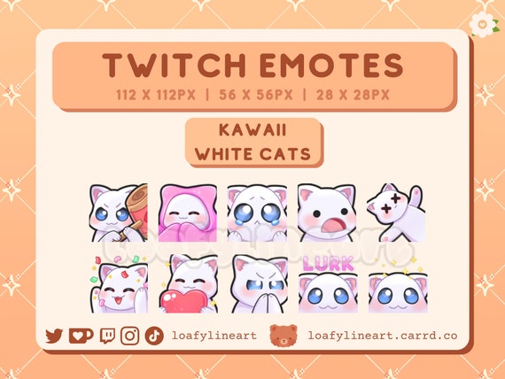 Kawaii White Cat Emotes for Streaming Twitch Discord - Etsy