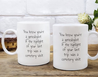 Genealogie, lustiger Genealoge Geschenk, Genealogie-Becher, Familien-Historiker Geschenk, Ancestry Kaffeebecher, Stammbäume, Familiengeschichte Becher