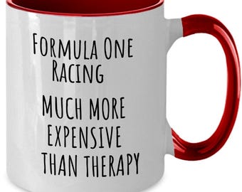 Fórmula 1, regalo de Fórmula 1, equipo de carreras, coche de carreras, taza divertida de Fórmula 1, amante de la Fórmula 1, cumpleaños, compañero de trabajo, tema deportivo, mamá papá