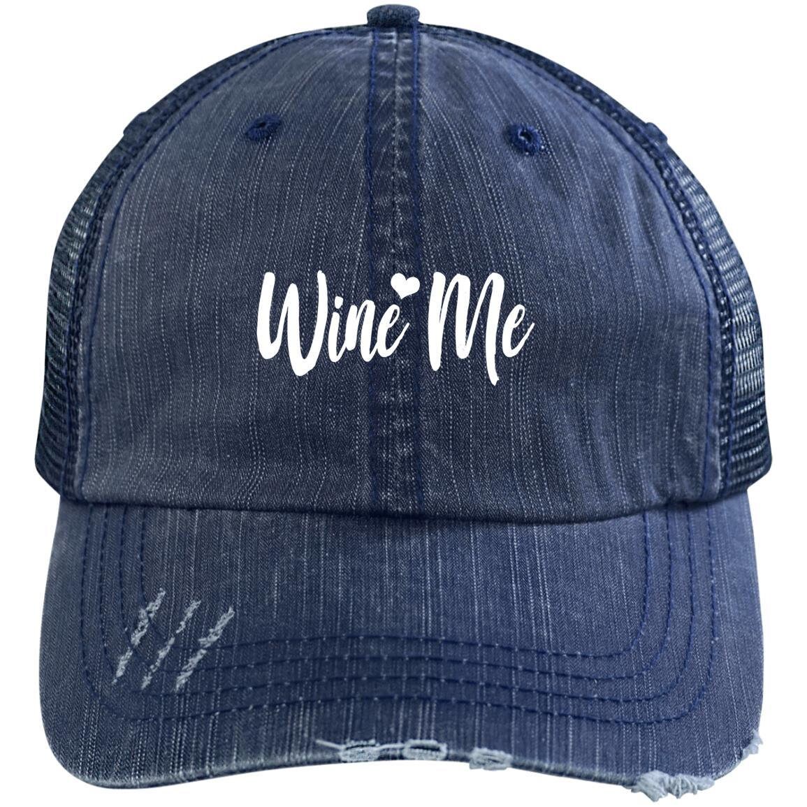 Wine Me Distressed Trucker Hat Embroidered Wine tasting Etsy