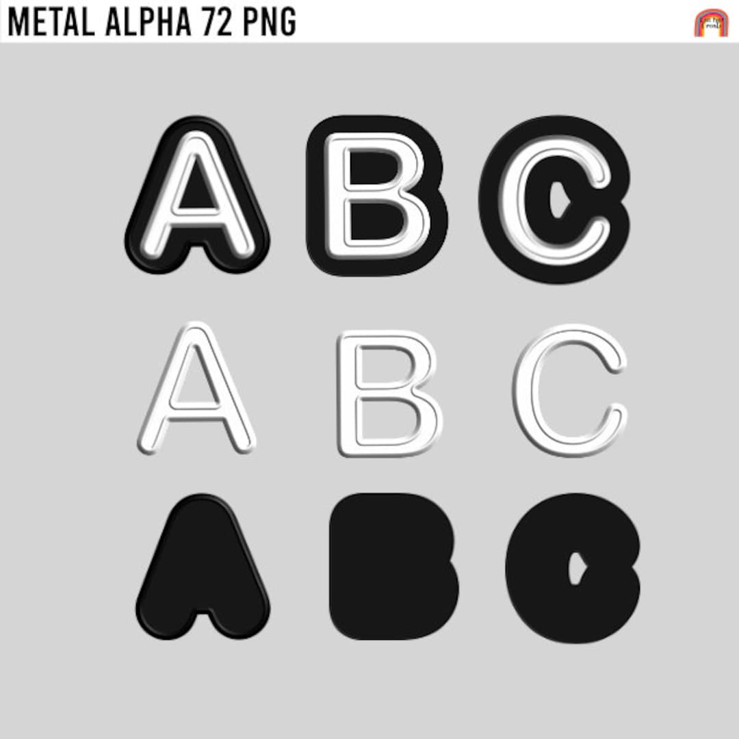Metal Alpha Letters Scrapbook Letters Digital Alphabet Letters - Etsy