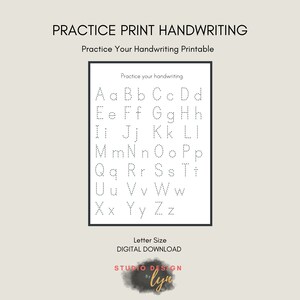 Handwriting Practice Sheet Instant Download Printable