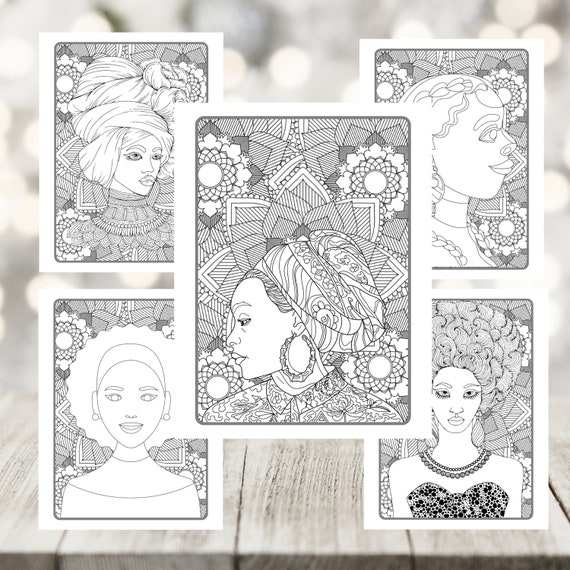 Melanin Magic Coloring Pages Destress Coloring Pages AA Women - Etsy