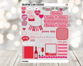 Valentine's Day Digital Stickers, Goodnotes digital stickers, planner stickers, Valentine Digital Stickers, Galentine's Day, PNG,