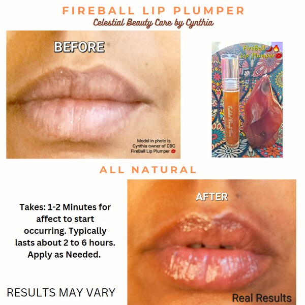 Fireball Organic Lip Plumper made with Real Cayenne Pepper/Collagen Plumping Peptide/Vitamin E & More...