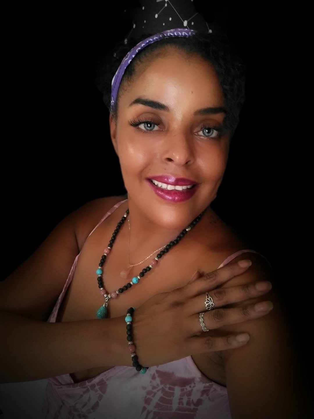 Turquois/rhodochrosite Necklace/bracelet Set Real Crystal Handmade