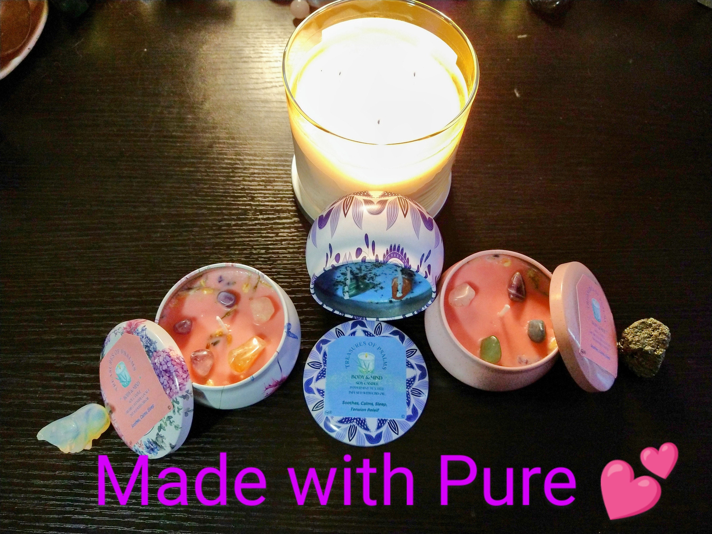 Crystal Infused Mini Candlescalm/soothe/relieve Stress/aroma Therapy/attract/sleep Etsy