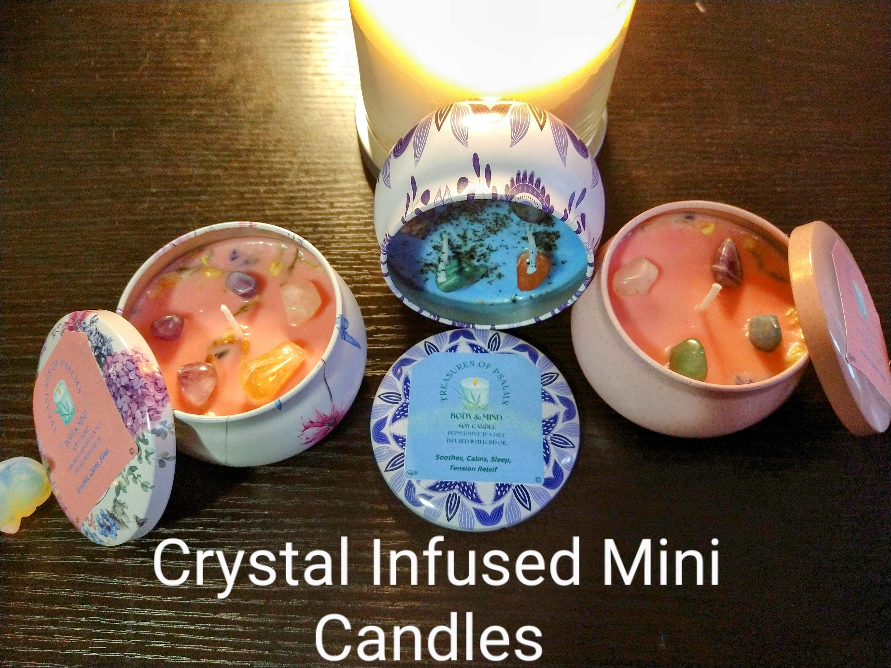 Crystal Infused Mini Candlescalm/soothe/relieve Stress/aroma Therapy/attract/sleep Etsy
