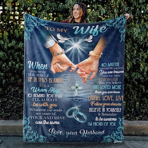 To My Wife, When You Wrap, Warm Hug To Remind, Customized Blanket, Personalized Name, Gifts For Wife From Husband, Sherpa Fleece Blanket