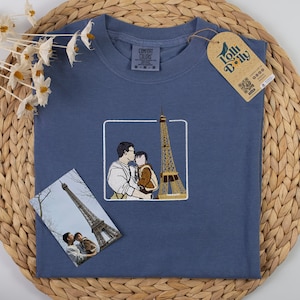 Custom Embroidered Dad Portrait Shirt - Father&#39;s Day Gift - Personalized Dad Shirt - Embroidered Photo Shirt - Comfort Color Music Shirt