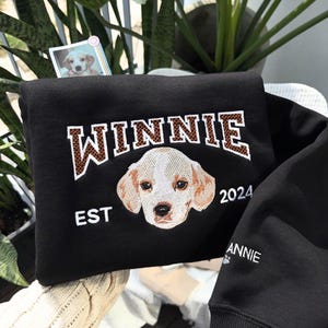 Sudadera bordada para mascotas, sudadera con cara de mascota personalizada, camiseta de cuello redondo para papá perro, camiseta para mamá perro, regalo personalizado para mamá y papá en cumpleaños