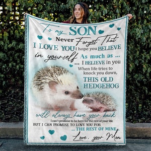 Para mi hijo, este viejo erizo, siempre te respaldará, nombre personalizado, manta personalizada, regalos para hijo de mamá, papá