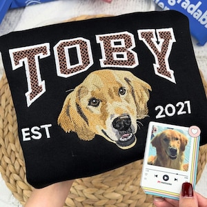 Custom Embroidered Pet Portrait T-shirt - Comfort Colors Dog Lover Gift