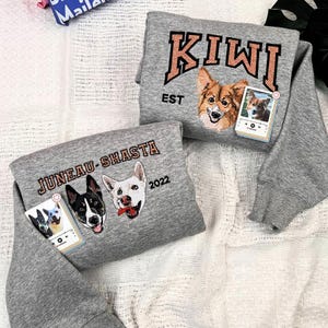 Embroidered Sweatshirt Custom Pet Parent Valentine&#39;s Dog Lover Gift Cat Lover Sweatshirt Personalized Dog Mom Gift Pet Face Sweatshirt Gift