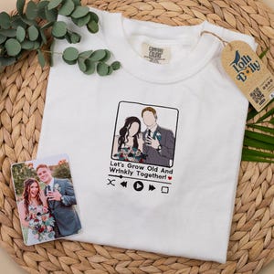 Aangepaste geborduurde paar portret shirt van foto - bruiloft portret shirt - vrouw echtgenoot cadeau - cadeau voor hem - cadeau voor haar - verjaardag