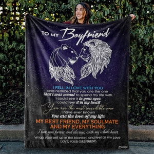 Boyfriend Sherpa Fleece Decke: Löwenpaar, romantisches Geschenk