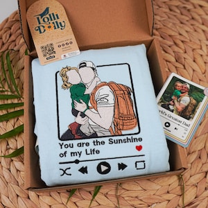 Custom Embroidered Family Portrait Shirt - Father's Day Gift - Personalized Dad Shirt - Embroidered Photo Shirt - Comfort Color Music Shirt