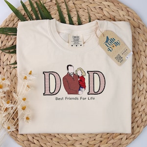 Custom Embroidered Dad Portrait Shirt - Father&#39;s Day Gift - Personalized Dad Shirt - Embroidered Photo Shirt - Comfort Color Music Shirt