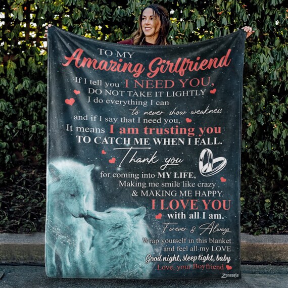 Buy To My Amazing Girlfriend I Need You Wolf Blanket Customized Name Personalized Blanket Gifts for Amazing Girlfriend From My Love Online in India Etsy