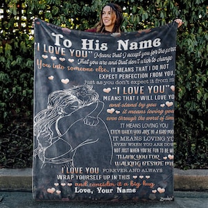 To My Husband, To His Name, I Love You Means, Customized Blanket, Personalized Name, Gifts For Husband From Wife, Sherpa Fleece Blanket